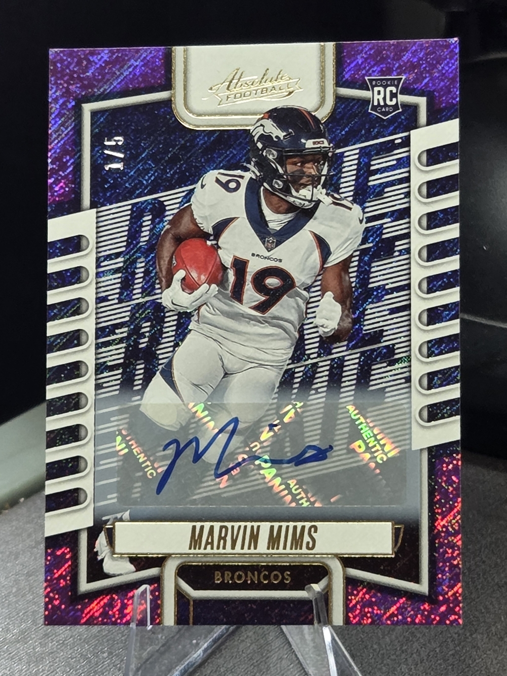 Panini Purple & White Marvin Mims Broncos Rookie Autograph Card
